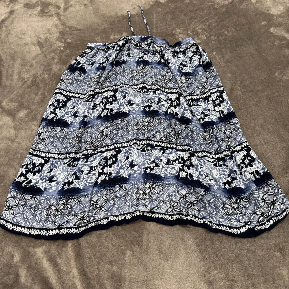 La Cera Skirt‎ Womens Small Blue Floral Maxi Drawstring Waist Flowy Boho